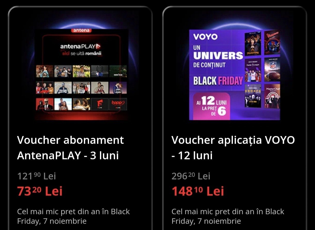 AntenaPLAY și VOYO intră în oferta Black Friday eMAG 