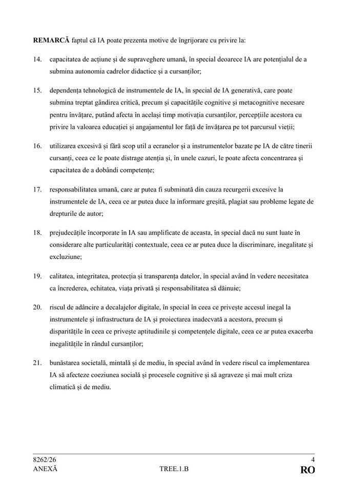 Consiliul Uniunii Europene cere reguli clare pentru IA în educație și sprijin pentru profesori