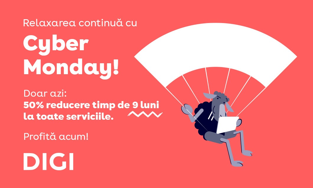Cyber Monday la DIGI: abonamente noi sau upgradate, la jumătate de preț, timp de nouă luni