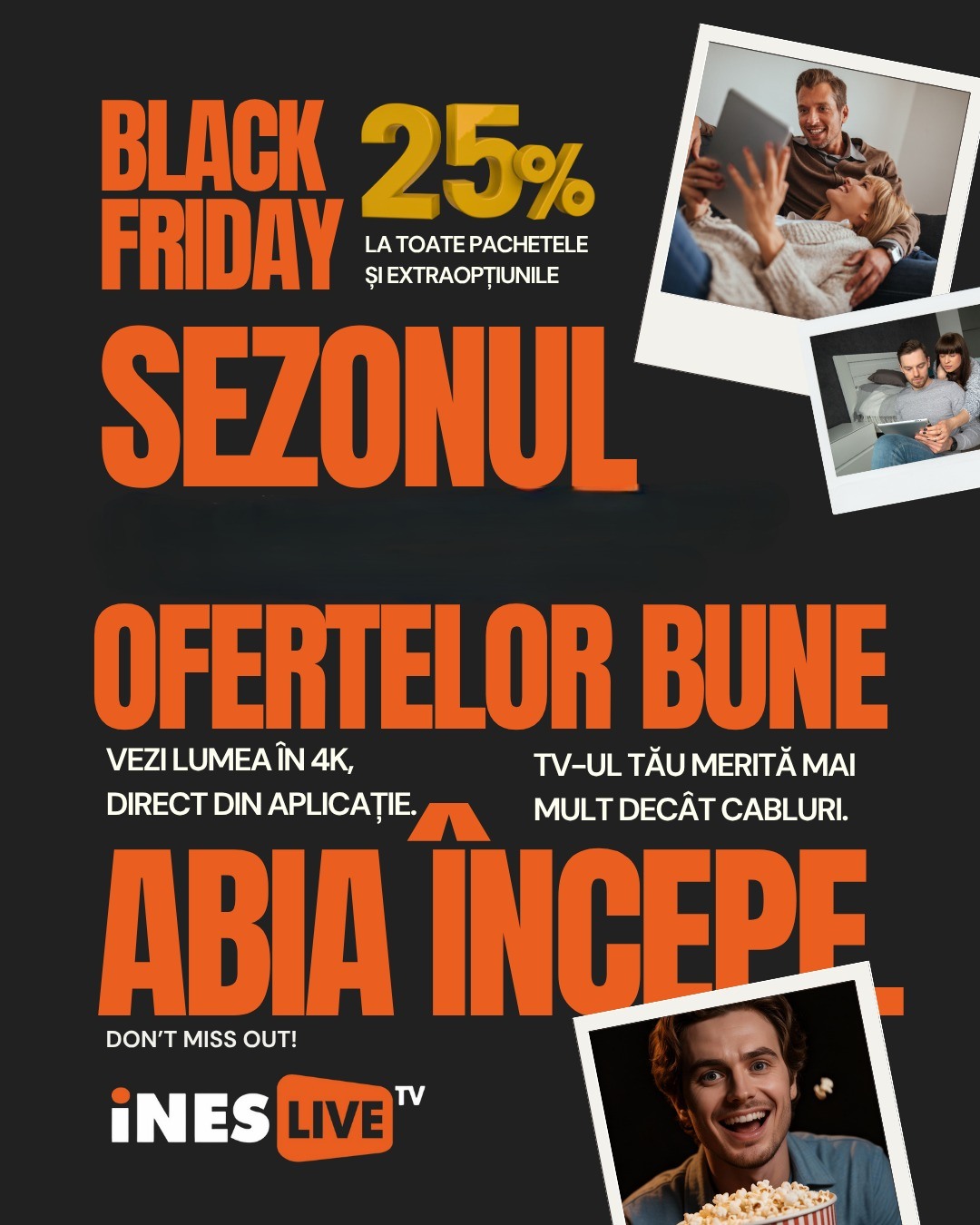 iNES Live dă startul campaniei Black Friday: reduceri de 25% la toate pachetele TV și extraopțiunile