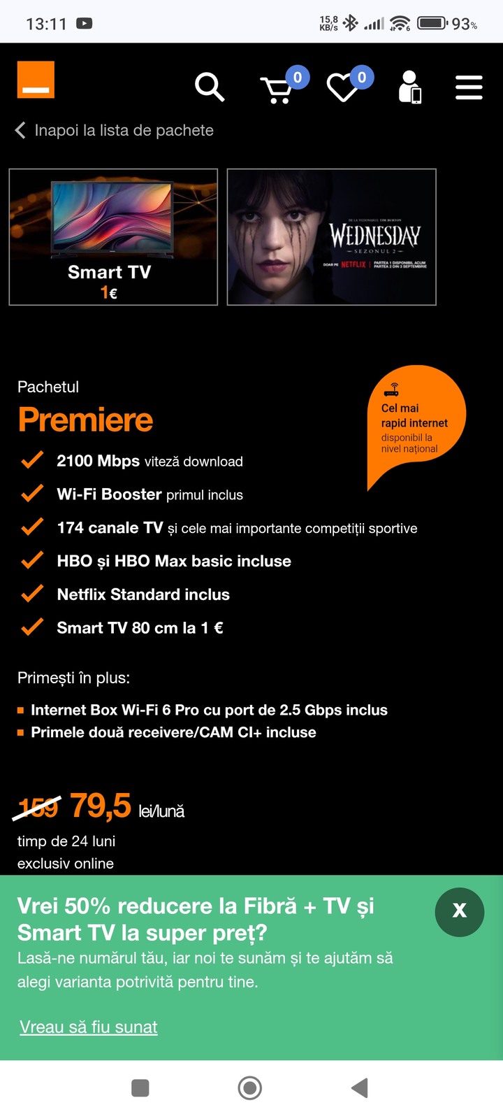 Orange dă televizor la 1 euro cu pachetul Premiere. Ce primești, pe scurt
