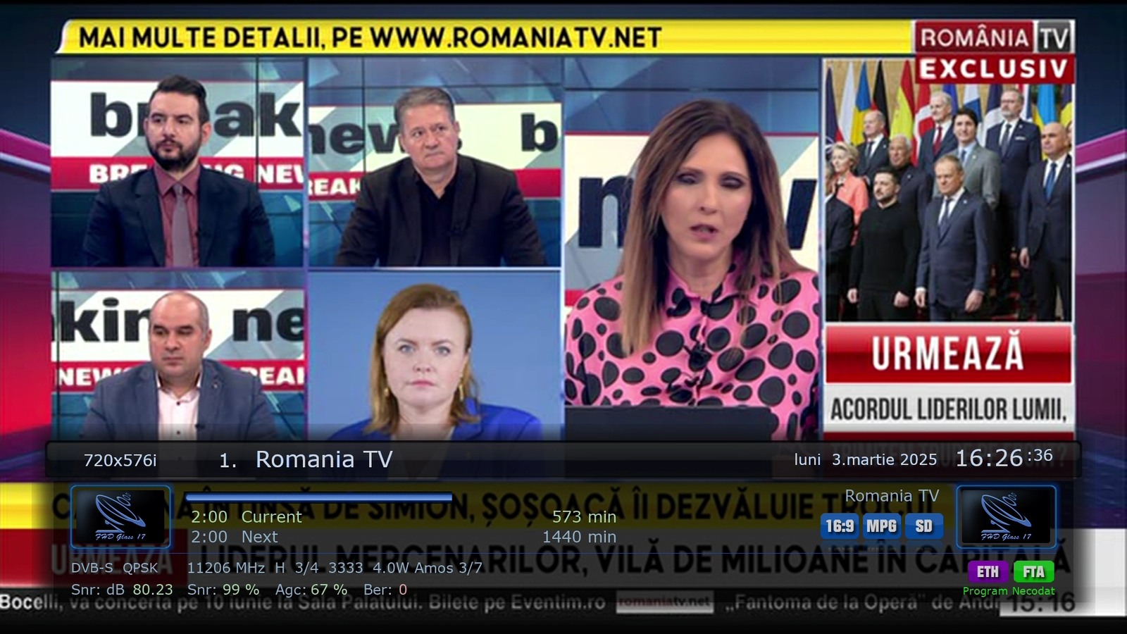 ROMÂNIA TV a schimbat satelitul: de la Amos 7 la Amos 3, dat tot la 4 grade Vest