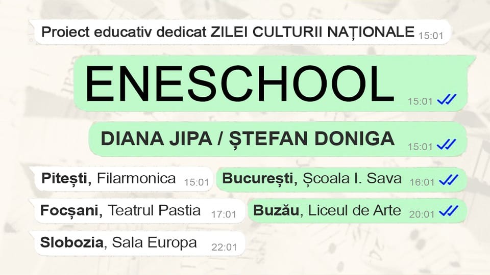 Turneul ENESCHOOL: Muzicienii Diana Jipa și Ștefan Doniga aduc valorile culturale mai aproape de elevi