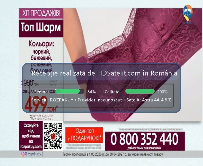 ROZPAKUY poate fi recepționat gratuit prin satelit în România, la Astra 4A 4.8°E