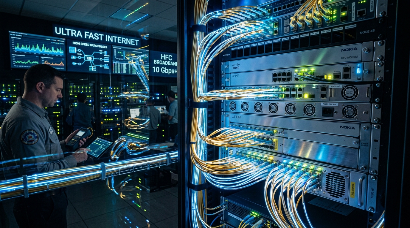 Infrastructură de fibră optică și cablu broadband